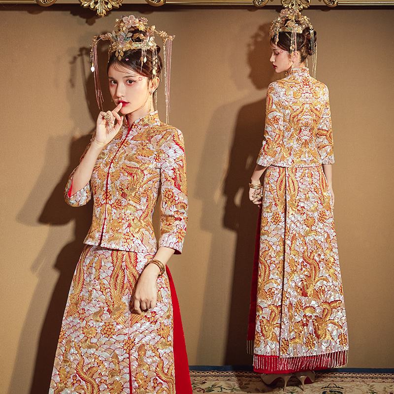 秀禾服2020新款龙凤褂新娘中式婚纱 既初旗袍