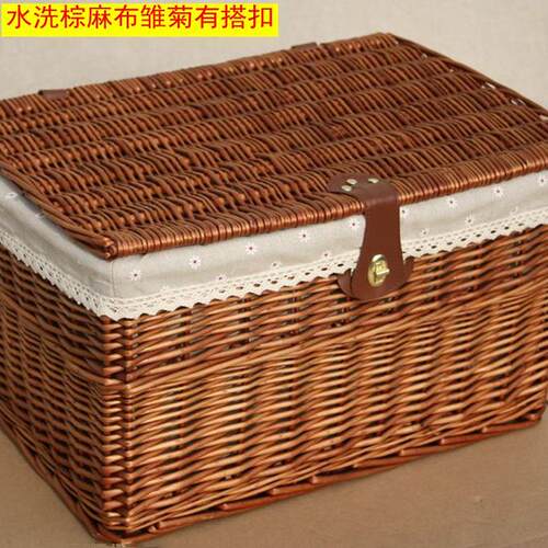 藤编田园收纳筐 带盖 大号中小 整理箱  储物箱 篮子特大筐可定做 - 图3