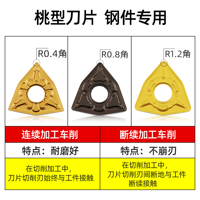 数控刀片桃形桃型车刀片钢件专用WNMG080404/08/12数控刀粒刀头