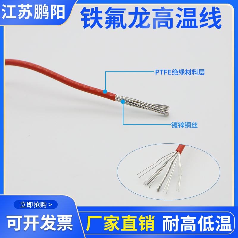 国标铁氟龙镀锡镀银耐高温线0.5/0.75平方阻燃铜芯软导线地感线圈 - 图0