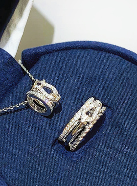 小香风航海U型扣马蹄戒指通体925纯银宽版三环女戒轻奢小众个性