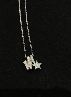 小香风五角星流星彗星项链通体925纯银满钻锁骨链时尚百搭女