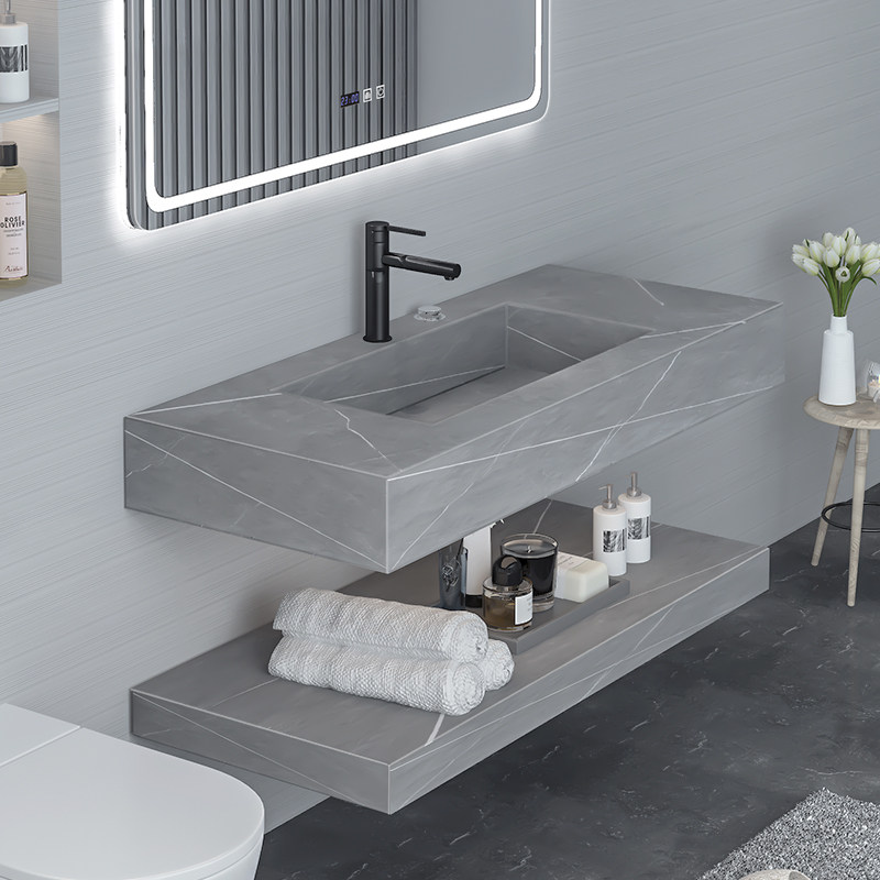 法安思岩板一体盆洗漱台轻奢柜 法安思卡威德朗浴室柜组合