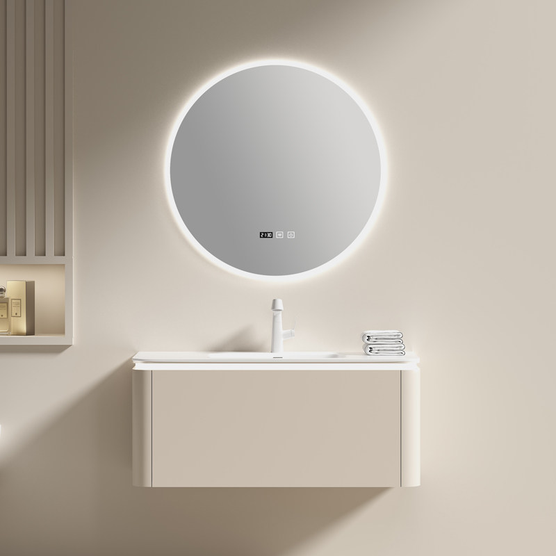 法安思圆角奶油色组合圆弧洗手盆柜 法安思卡威德朗浴室柜组合