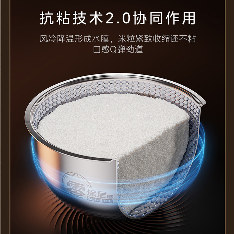 美的0涂层IH电饭煲家用316L母婴不锈钢4L多功能智能预约 CFB4065S