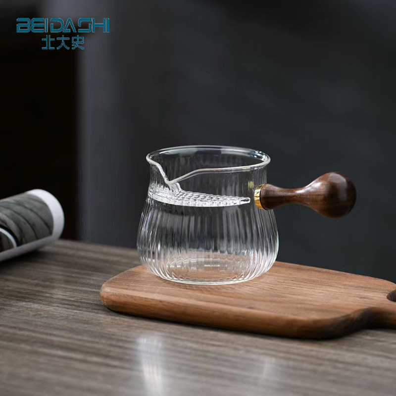 北大史月牙玻璃公道杯家用大号侧把分茶器过滤茶海功夫茶具煮茶器,淘宝优惠券,粉丝福利购,淘宝优惠卷