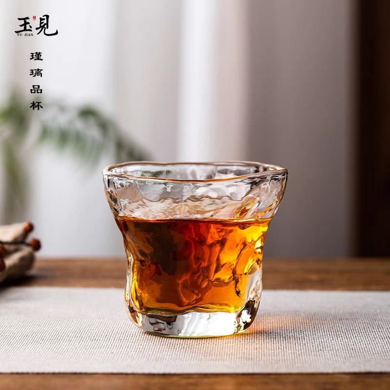 北大史玉见高端轻奢玻璃小茶杯异性锤纹加厚品茗杯家用功夫主人杯