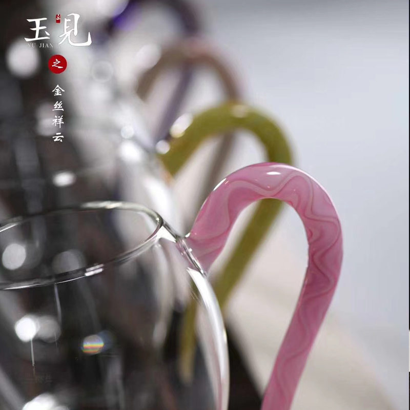 北大史玉见高端公道杯玻璃彩把纯手工公杯加厚耐热茶海分茶器茶具