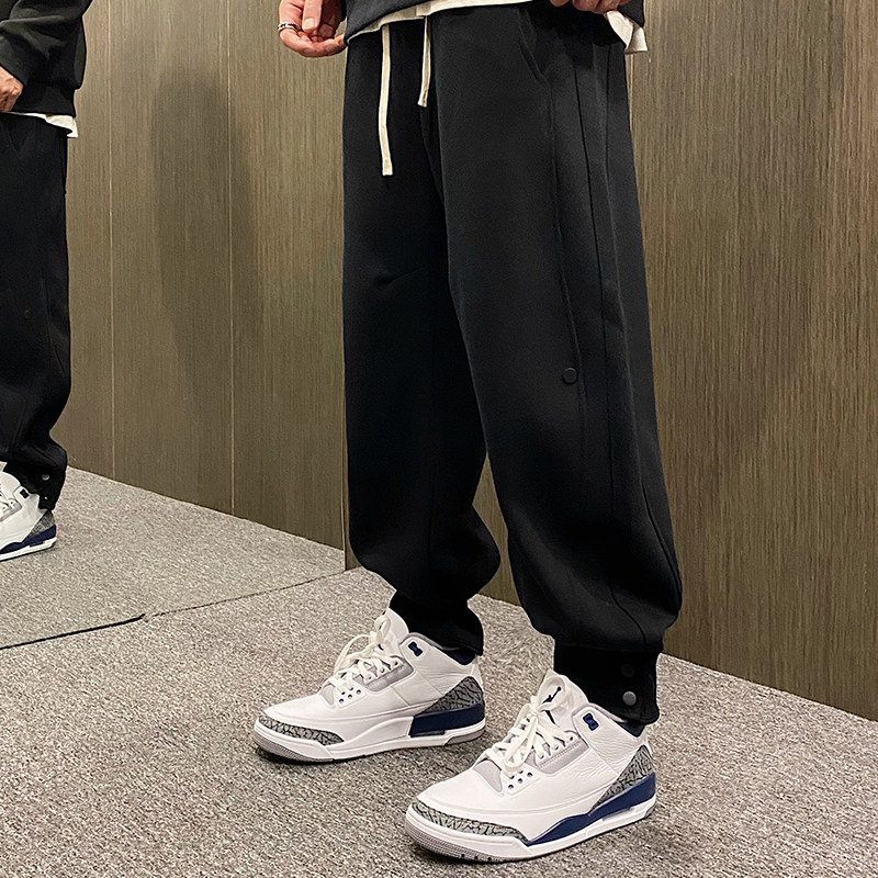 MXD UGLY美式休闲设计感二粒扣束脚弯刀裤松紧腰抽绳运动宽松卫裤,淘宝优惠券,粉丝福利购,淘宝优惠卷