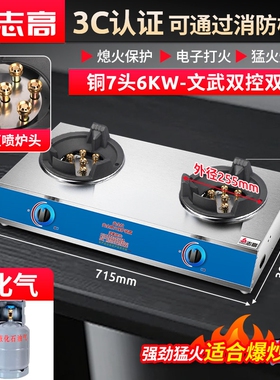 志高煤气灶单灶猛火台式商用液化