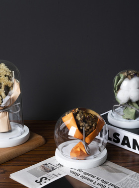 白色EVA底座玻璃罩透明防滑展示盒干花人偶积木手模手办防尘罩