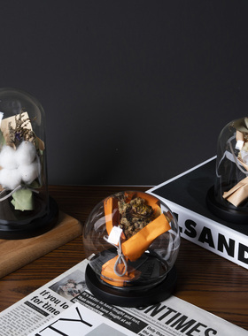 黑色EVA底座玻璃罩透明防滑展示盒干花人偶积木手模手办防尘罩