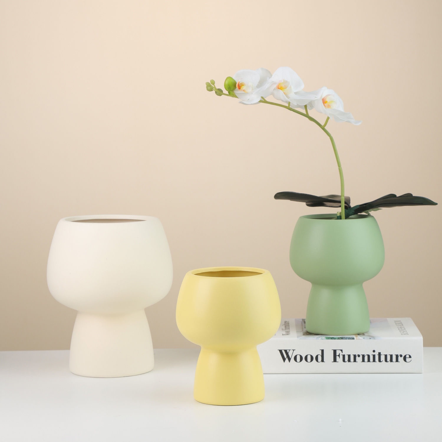 创意高档陶瓷花盆托盘高脚兰花蝴蝶兰风信子绿植花卉透气网红陶盆 - 图1