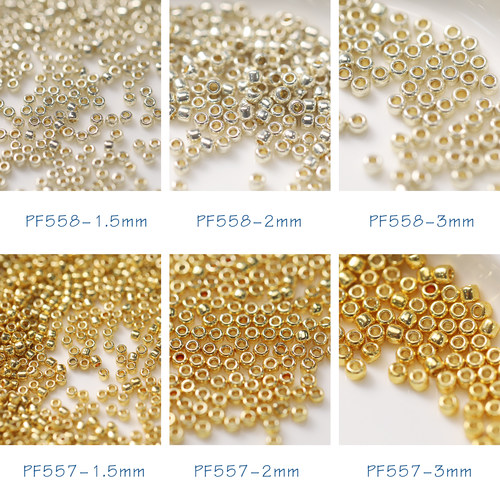 TOHO东宝1.5mm2mm3mm金属系列PF557/558金银米珠法绣串珠梭编材料 - 图0