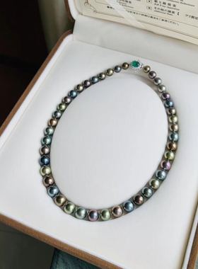 证书莫兰迪皇后大溪地祖母绿项链