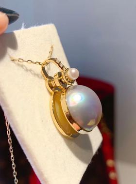 香港吊坠极光炫彩日本珍珠项链