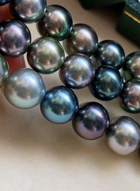 香港皇后大溪地炫彩孔雀绿色项链