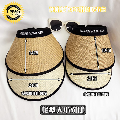 防晒帽女遮阳防紫外线发箍空顶帽夏骑车发卡式遮阳帽显脸小太阳帽 - 图0