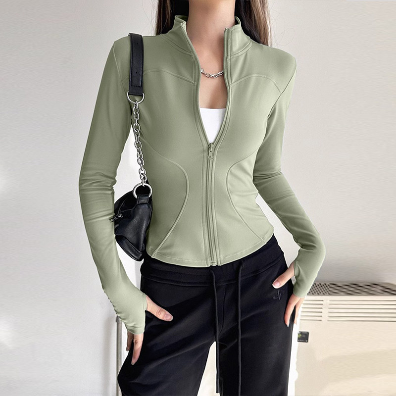 加绒瑜伽服外套女运动上衣拉链修身显瘦立领跑步防风秋季健身服,淘宝优惠券,粉丝福利购,淘宝优惠卷