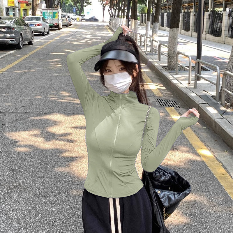 秋季健身衣瑜伽运动外套女薄款修身速干立领长袖上衣高级感健身服,淘宝优惠券,粉丝福利购,淘宝优惠卷