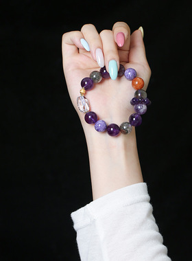 灵机紫龙晶绿幽灵手链高级优雅