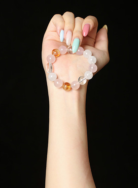 灵机麦玲玲粉晶黄塔晶手链招桃花招财旺男女小众好送礼百搭新款