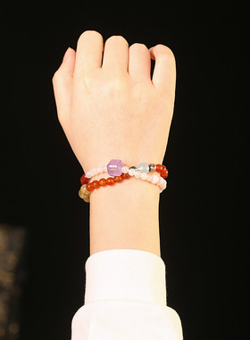 灵机麦玲玲澳宝玛瑙多宝手链  财源广进 高颜值灰月光金发晶手串