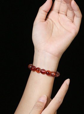 灵机麦玲玲素圈手串灵机生活馆红胶花素圈手链10mm情侣手链聚财