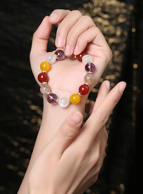 灵机麦玲玲【达播推荐】紫晶黑金超白月光多宝手链