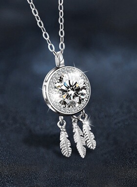 进口莫桑钻925纯银捕梦网项链女轻奢高级感锁骨链送朋友礼物