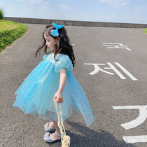 Star Shine Mermaid Ji Ice Shine Baby Love Sand Princess Skirt Puff Sleeves Summer Dress Girls Dress