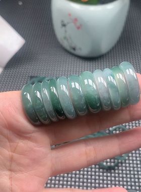 天然翡翠戒指女款冰种油青素圈天山翠玉石指环小众设计宫廷风