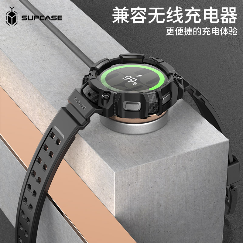 SUPCASE适用三星Galaxy watch6手表带防水防汗柔软亲肤classic硅胶运动卡扣腕带watch4/5保护套防摔44mm一体-图1