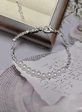 设计感碎银子珍珠手链