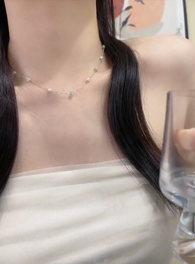 满天星珍珠锆石项链女