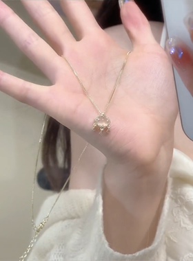 猫眼石平安锁项链女潮
