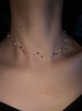 小众设计珍珠多层锁骨链女