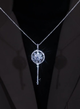 旋转雪花毛衣链项链女