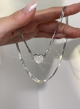 小众设计爱心磁吸项链女