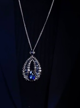 蓝色水滴之恋毛衣链女