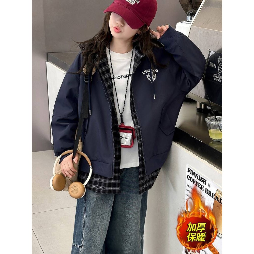 专柜品牌女童夹棉加厚外套2025新款冬季女孩假两件韩系棉服儿童超,淘宝优惠券,粉丝福利购,淘宝优惠卷
