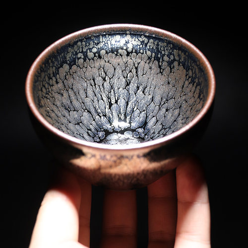 器物志 建盏茶杯 银油滴手工主人杯天目黑瓷茶盏单杯礼盒 - 图1