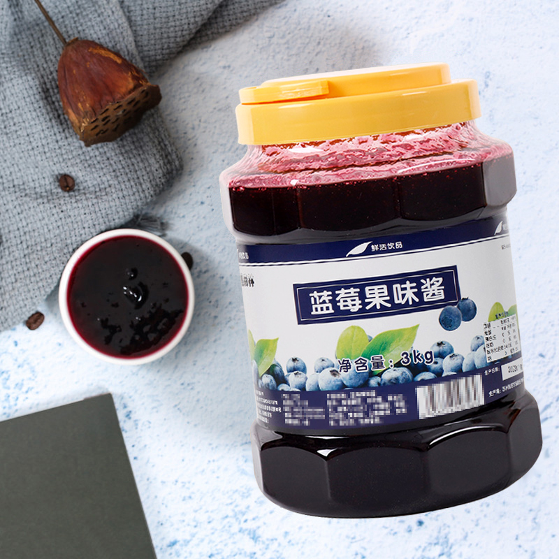 鲜活黑森林蓝莓果粒酱3KG鲜活蓝莓果酱冰沙奶昔蛋糕原料奶茶珍珠-图3