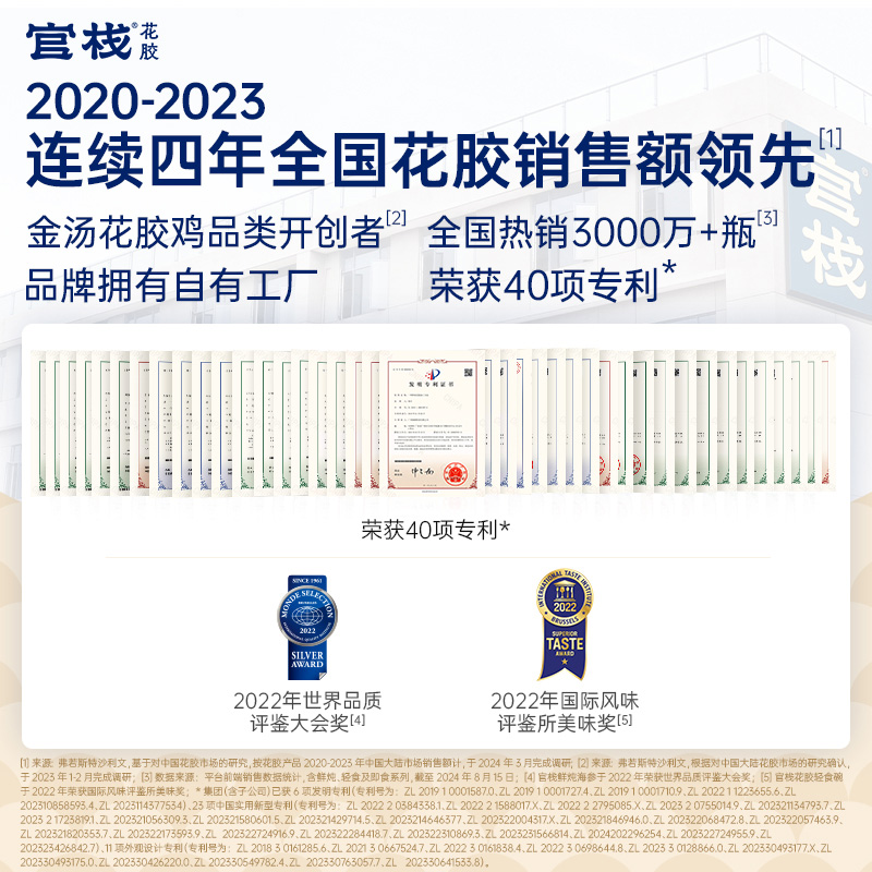 【年货礼盒】官栈进口中检院溯源金蝶胶皇送礼花胶粥220g*8碗