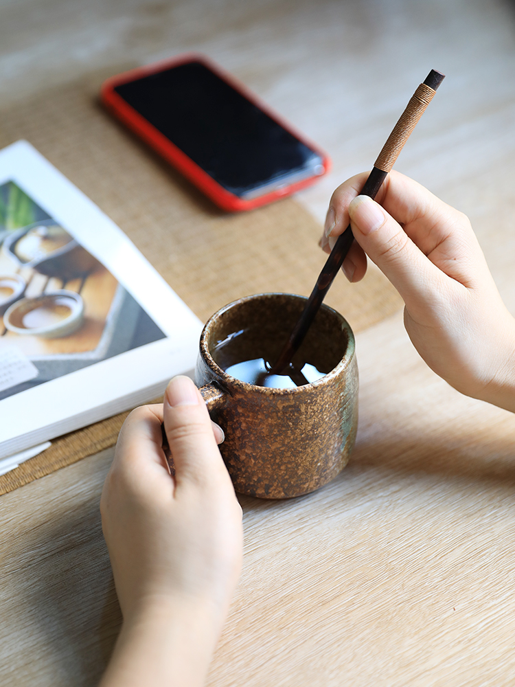 粗陶马克杯随手杯复古茶杯水杯仿柴烧咖啡杯礼品杯可做多肉花盆-图2