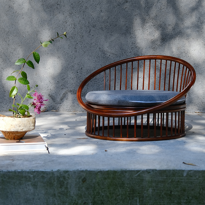 日式楠竹榻榻米和室椅卧室阳台椅子飘窗休闲懒人靠背椅矮凳子沙发 - 图2