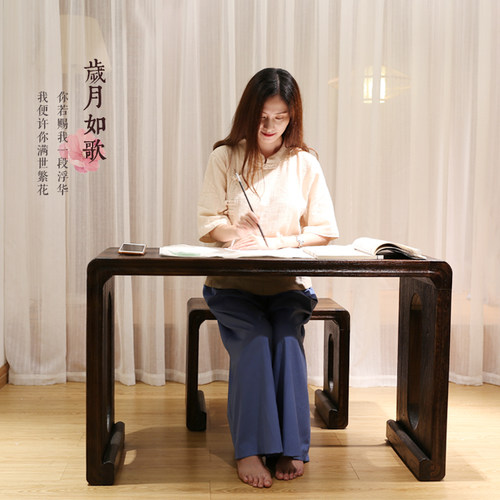 古琴桌凳共鸣琴桌桐木琴凳实木琴桌禅意古琴桌琴椅国学桌子茶桌 - 图1