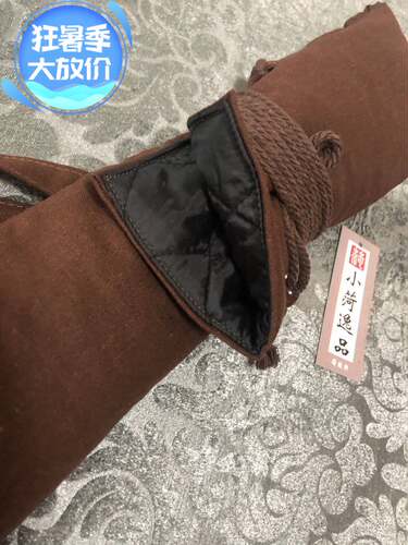 笛箫袋尺八袋南箫刀剑袋鱼竿袋有背带棕色主体中间拼接麻本色 - 图3