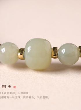 2026国风高油库克手链搭配和田玉桶珠手串新中式回纹转运珠文玩手