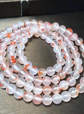 2026南红冰飘飘红圆珠佛珠多圈手链 冰飘红润干净 南红佛珠手链